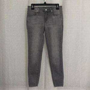 LC 10 Vintage Wash Gray Super Skinny Stretch Raw Hem Crop Denim Jeans